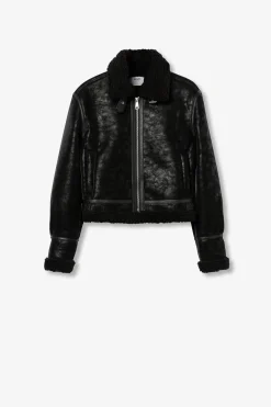 Abrigo biker combinado