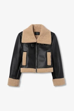 Abrigo con Efecto Piel Combinado