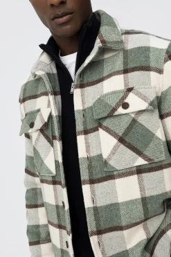 Abrigo de cuadros con lana