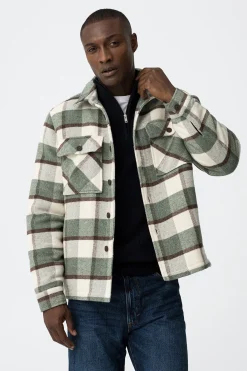 Abrigo de cuadros con lana