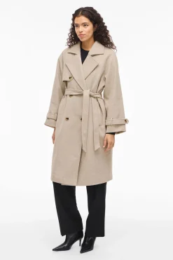 Abrigo de paño largo anudado