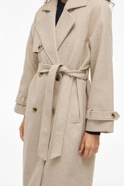 Abrigo de paño largo anudado