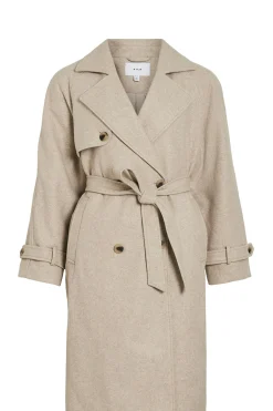 Abrigo de paño largo anudado