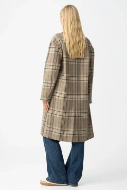 Abrigo Largo con Estampado de Cuadros
