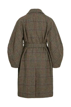 Abrigo largo de lana con cuadros