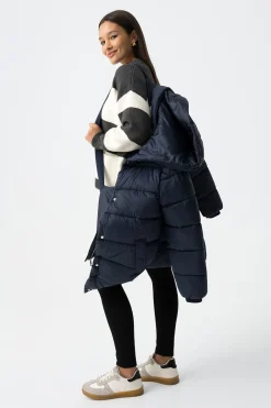 Abrigo Largo de Nailon Acolchado