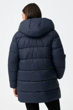 Abrigo Largo de Nailon Acolchado