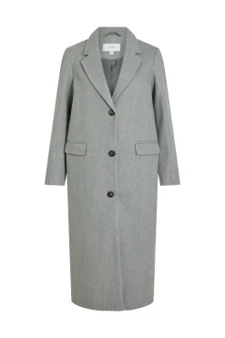 Abrigo largo de pa&ntilde;o con solapas