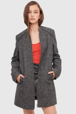 Abrigo Textura Con Cremallera