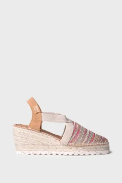 Alpargata de cu&ntilde;a media en rafia multicolor