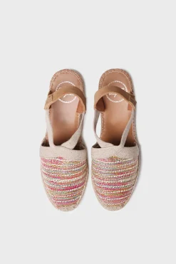 Alpargata de cu&ntilde;a media en rafia multicolor