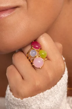 Anillo Celebrate Azul Ba&ntilde;o Oro