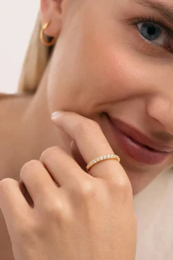 Anillo Shine Plata Ba&ntilde;o Oro 18kt