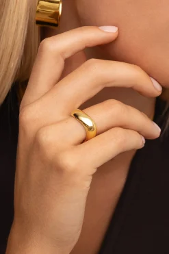 Anillo Tina Acero Ba&ntilde;o Oro 12