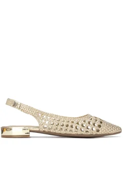 Bailarina rejilla trenzada tac&oacute;n bajo