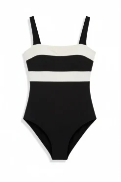 Ba&ntilde;ador bandeau moldeador color block B&W