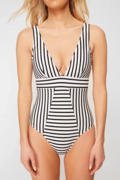 Ba&ntilde;ador de rayas escote en V