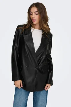 Blazer cruzada de piel vegana