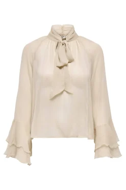 Blusa de gasa manga volantes