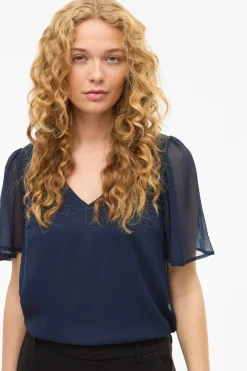 Blusa de manga corta de gasa
