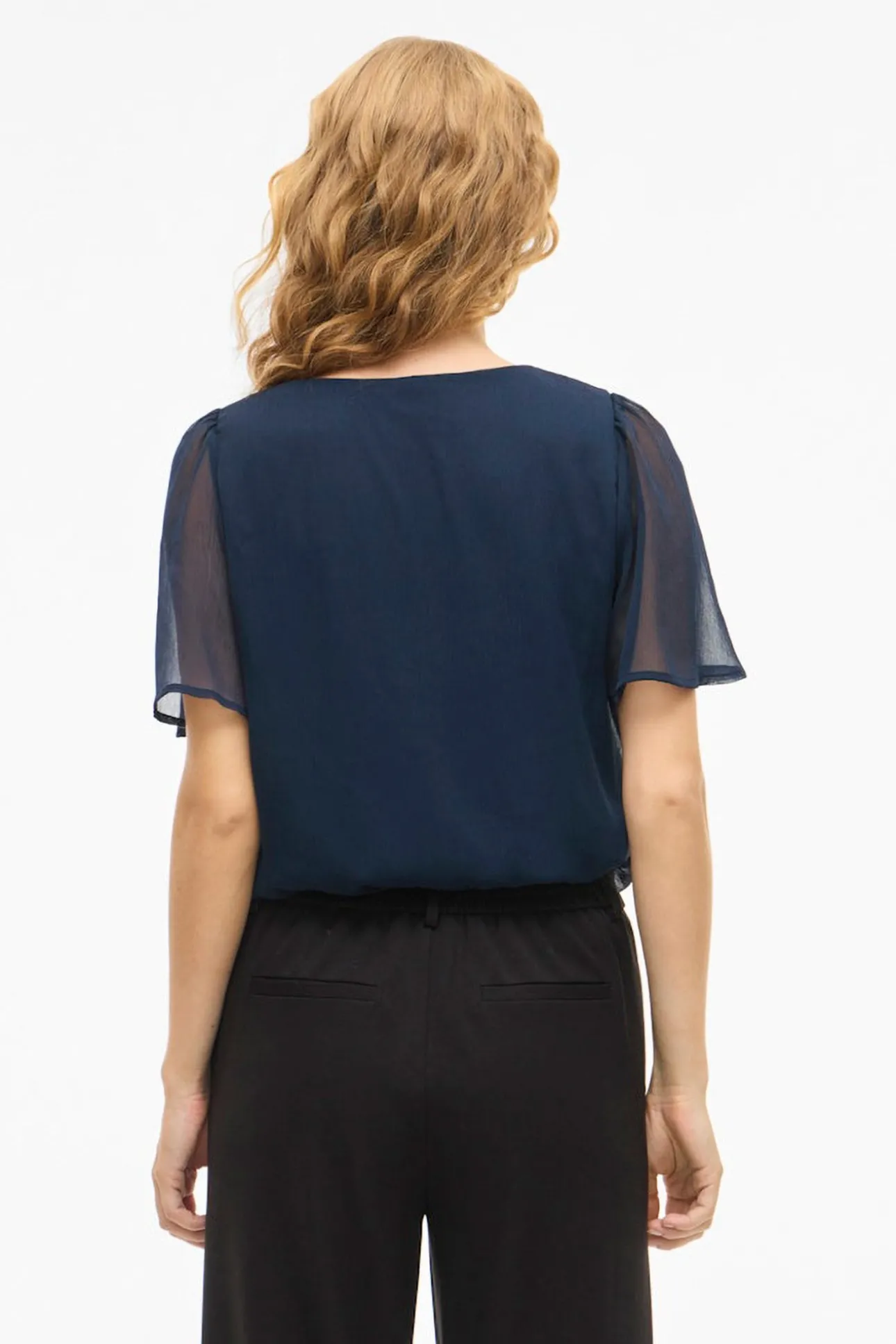 Blusa de manga corta de gasa