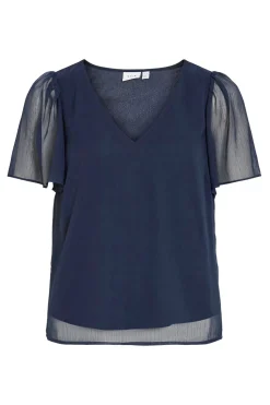 Blusa de manga corta de gasa