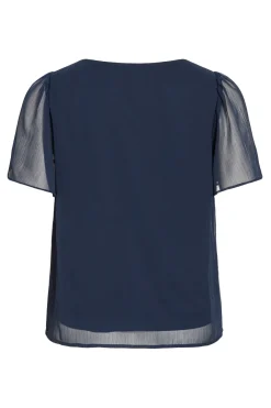 Blusa de manga corta de gasa