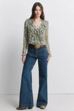 Blusa gasa volantes estampada