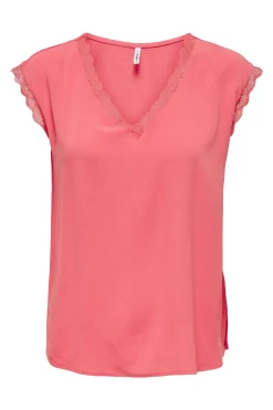 Blusa manga corta encaje