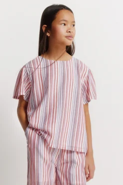 Blusa manga corta rayas lurex ni&ntilde;a