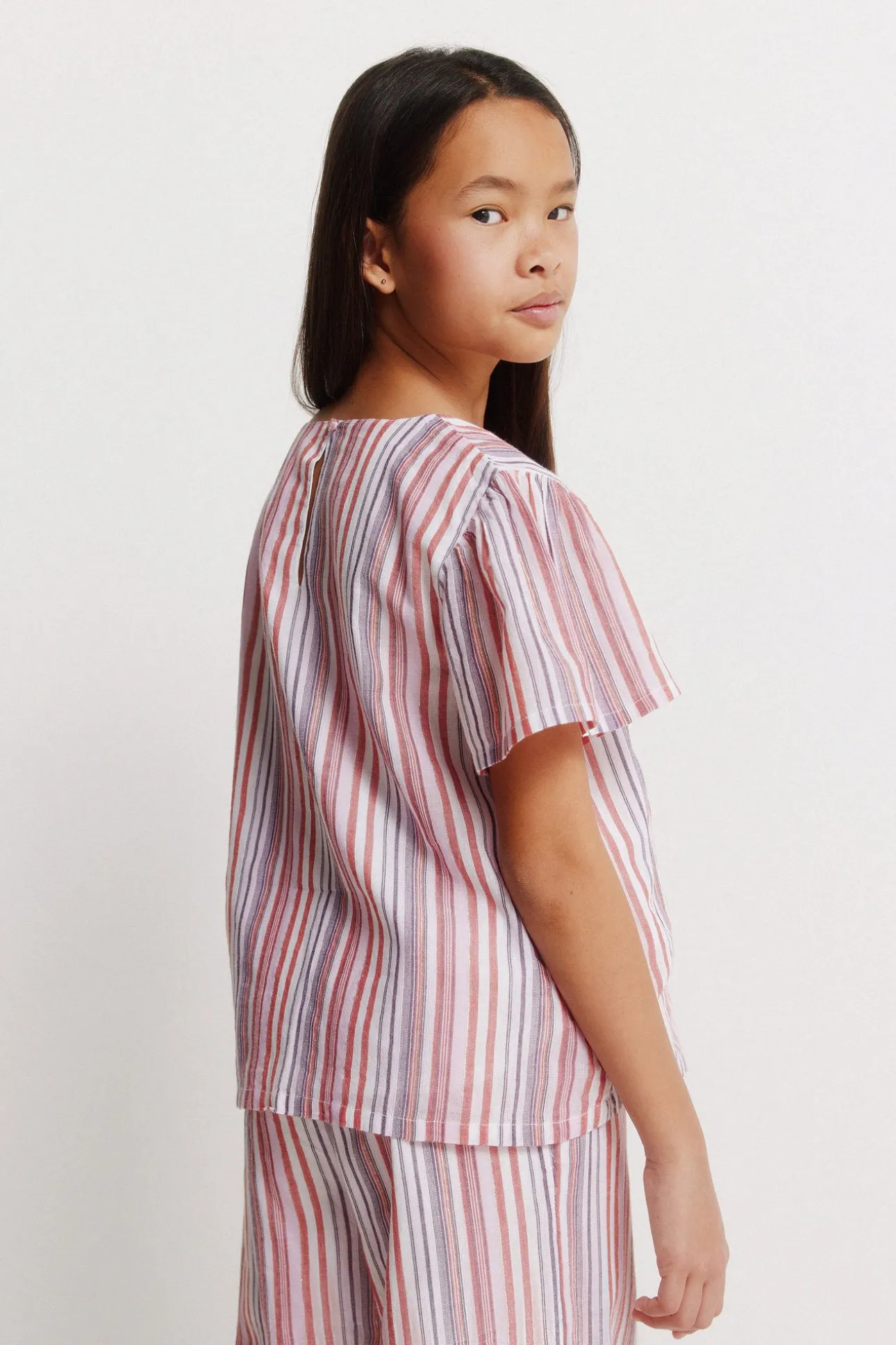 Blusa manga corta rayas lurex ni&ntilde;a