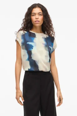 Blusa manga corta satinada