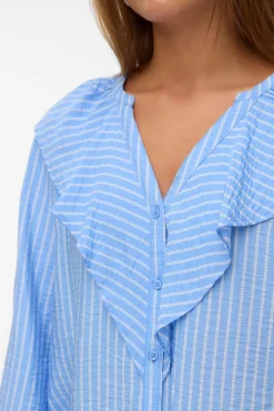 Blusa manga larga de mujer con volantes