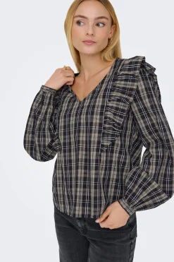 Blusa manga larga volantes