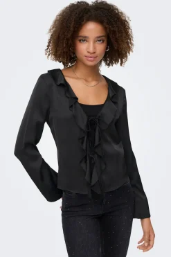 Blusa satinada con volante