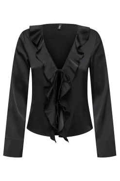 Blusa satinada con volante