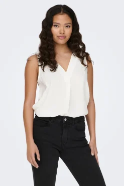 Blusa sin mangas pliegue frontal