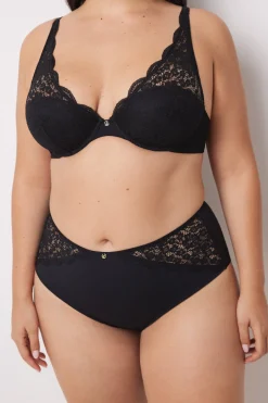 Braga alta microfibra y encaje negro