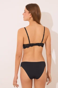 Braga cl&aacute;sica microfibra y encaje negro