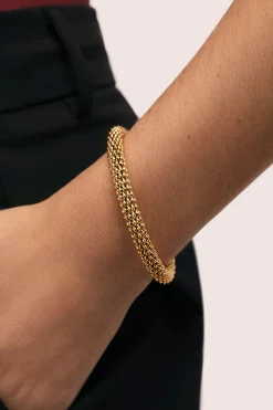 Brazalete Disco Acero Ba&ntilde;o Oro