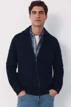 C&aacute;rdigan algod&oacute;n cremallera cuello polo