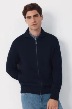 C&aacute;rdigan algod&oacute;n cremallera cuello polo