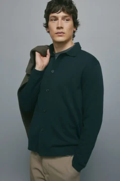 Cárdigan cuello polo botones