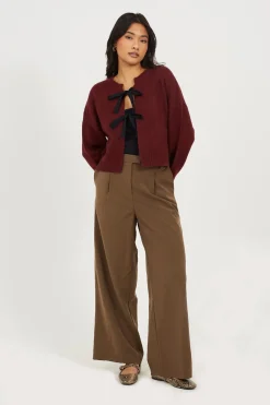 C&aacute;rdigan de punto con lazos