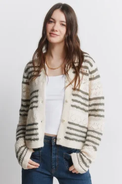 C&aacute;rdigan pointelle de rayas