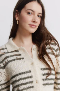 C&aacute;rdigan pointelle de rayas