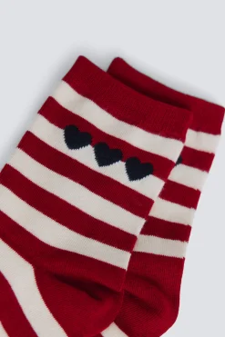 Calcet&iacute;n largo de rayas corazones