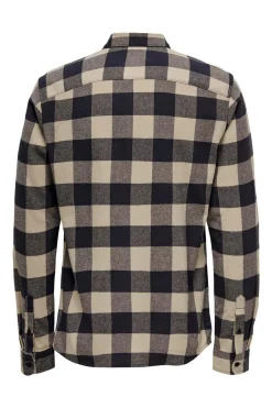 Camisa de hombre de manga larga y cuadros