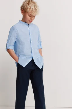 Camisa de lino a rayas mao ni&ntilde;o