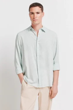 Camisa fil a fil lino viscosa